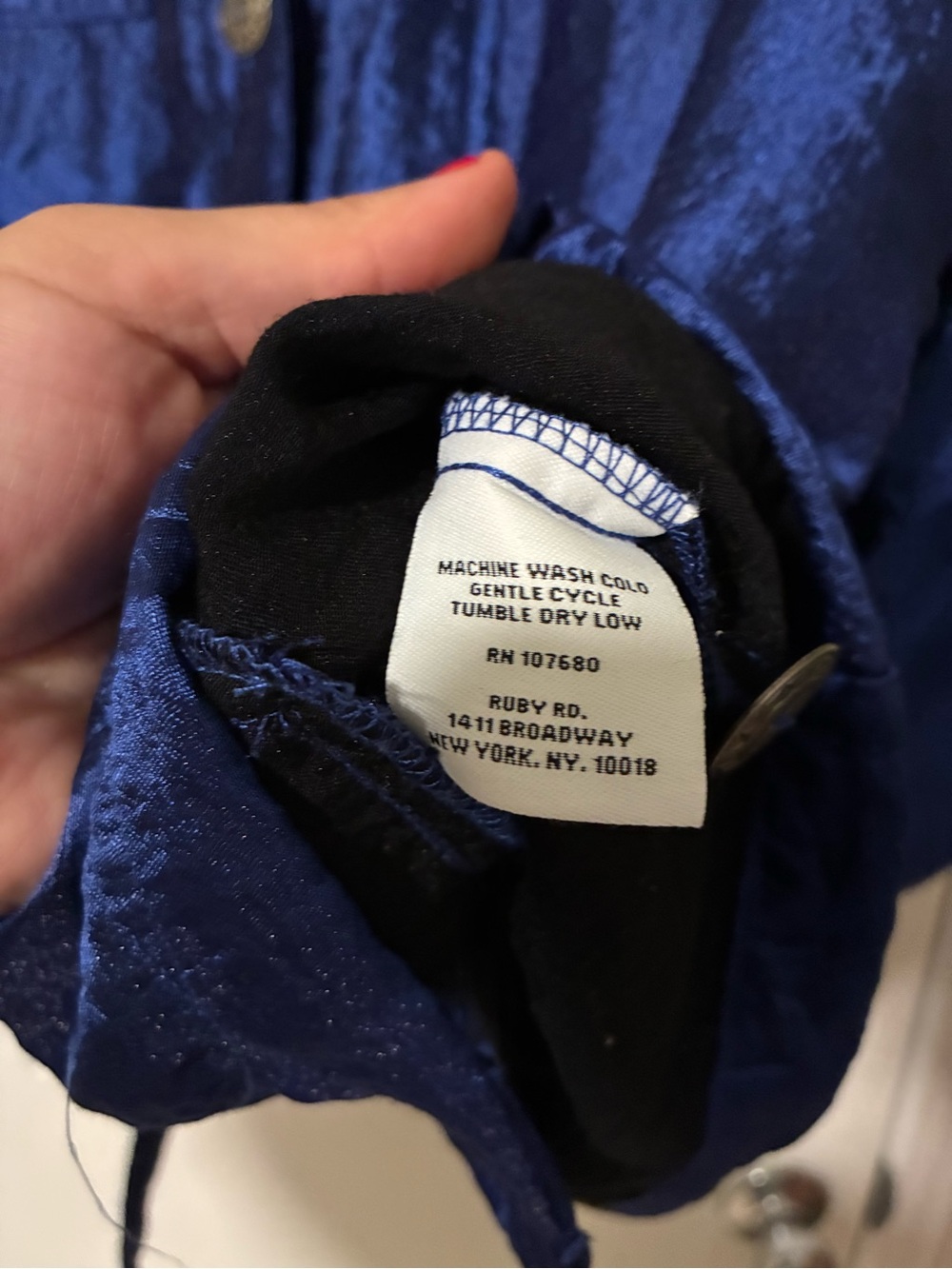 Ruby Rd. Shiny Royal Blue Button-Front Jacket - Picture 4 of 5